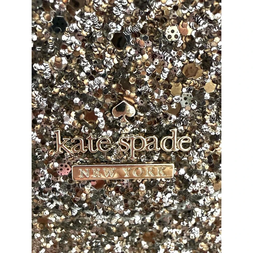 Kate Spade New York Glitter Envelope Clutch Champagne Rose Gold Evening Pouch